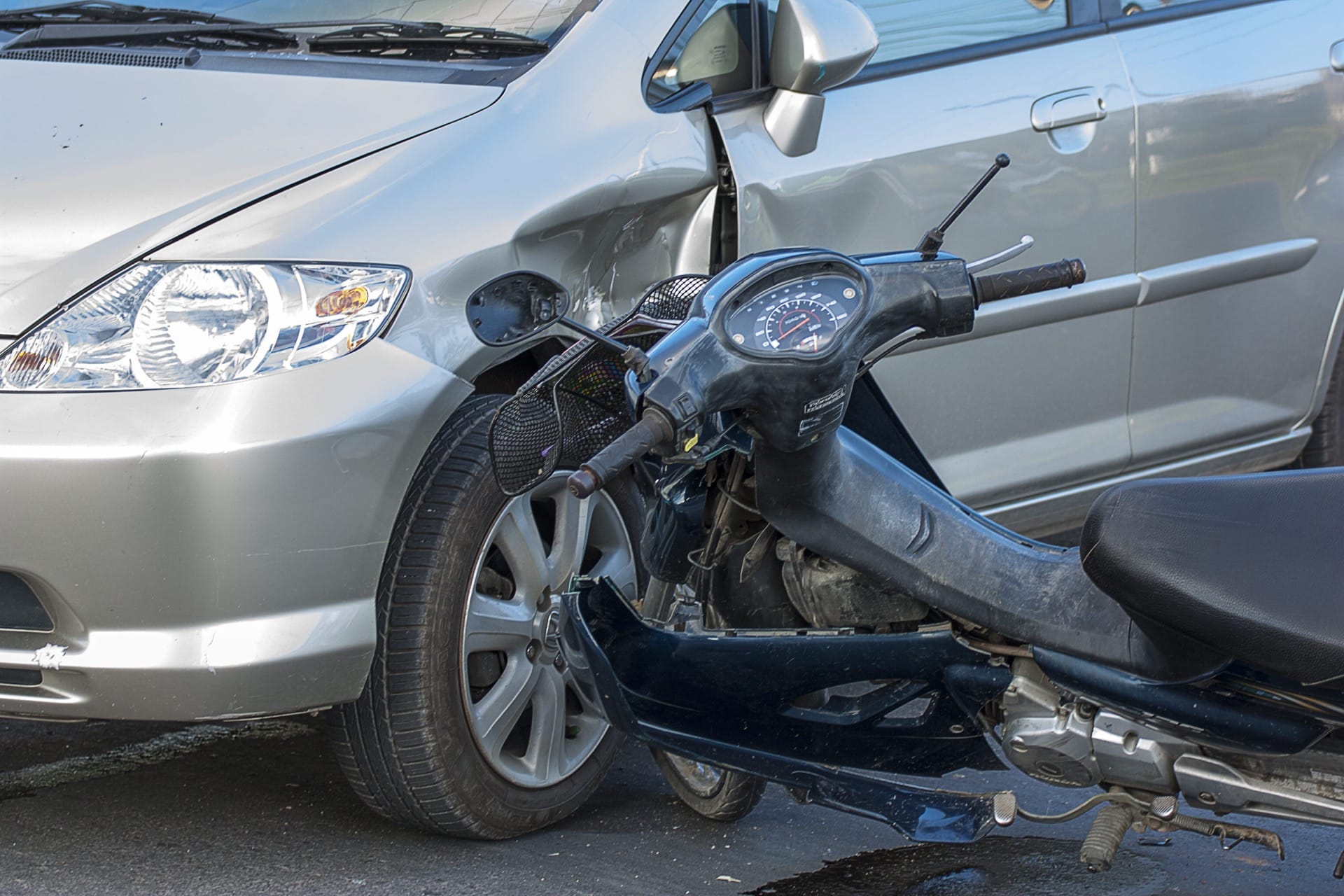 Car and motorcycle accident