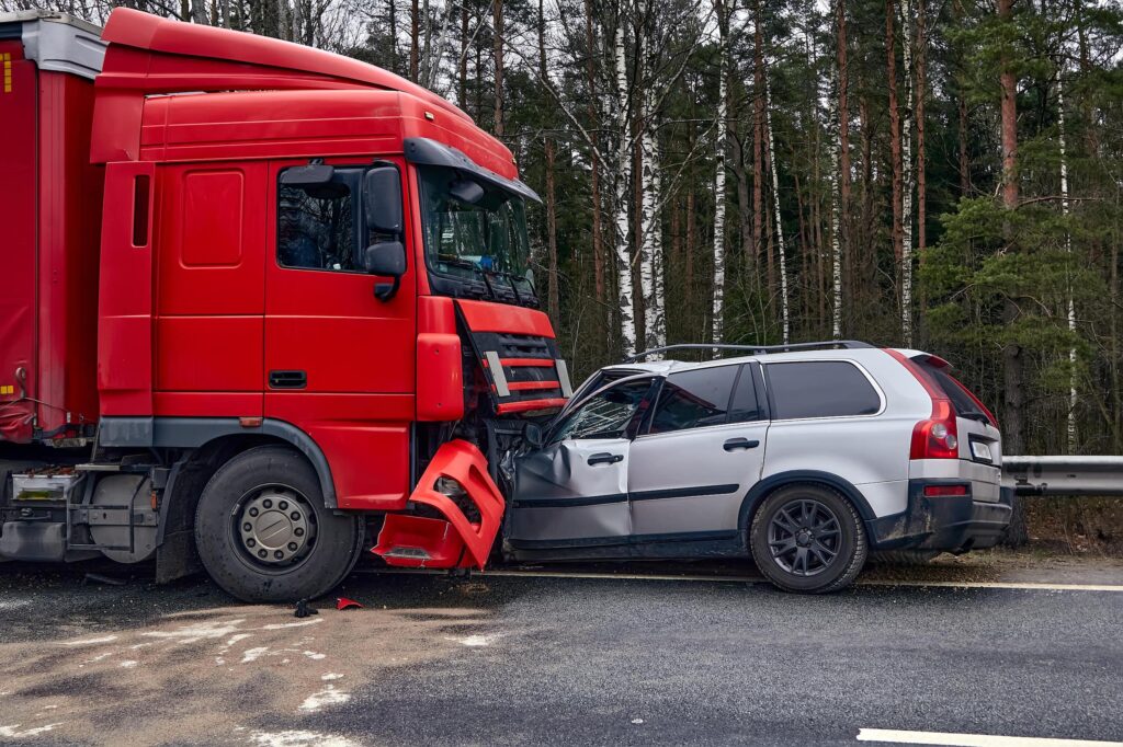 Truck And Light Vehicle Front Accident